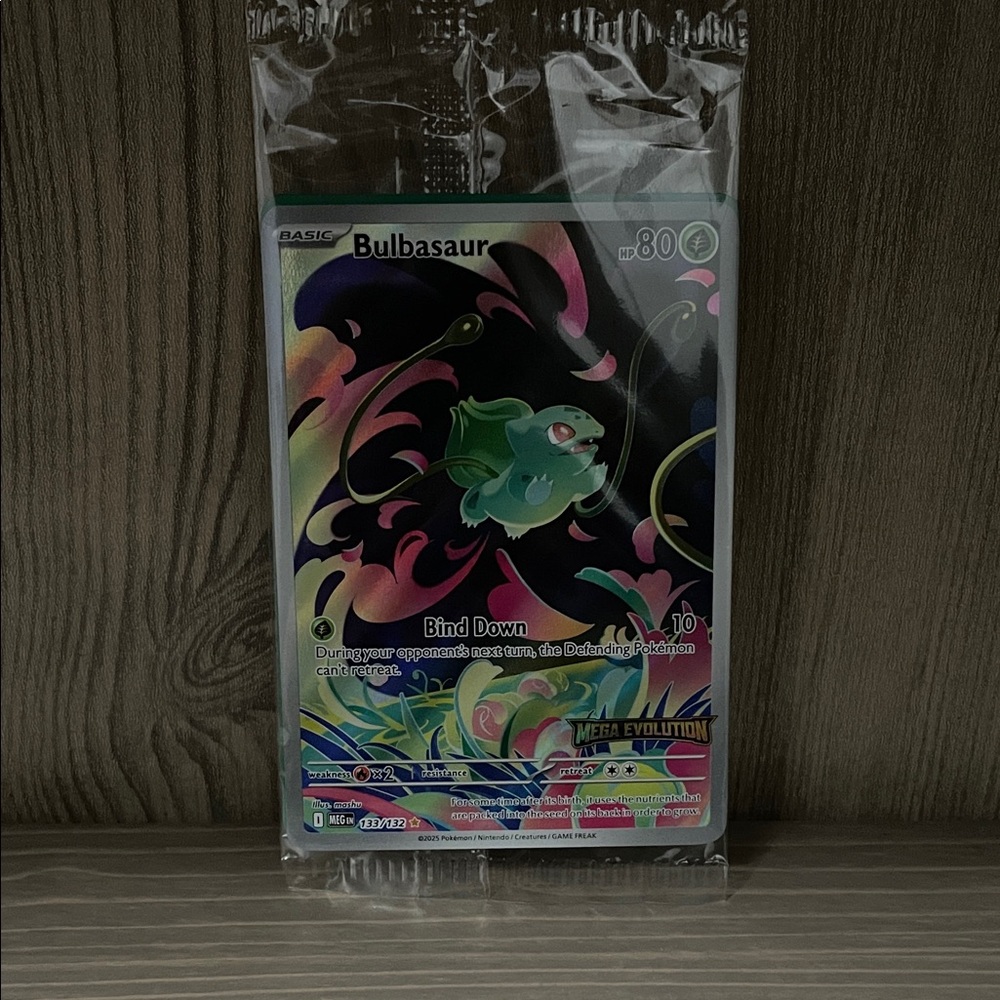 Bulbasaur Illustration Rare Mega Evolution Box Topper Sealed; Ships Today!